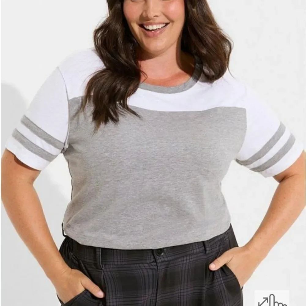 Torrid Super Soft Slub Boat Neck Elbow Sleeve Varsity Tee
